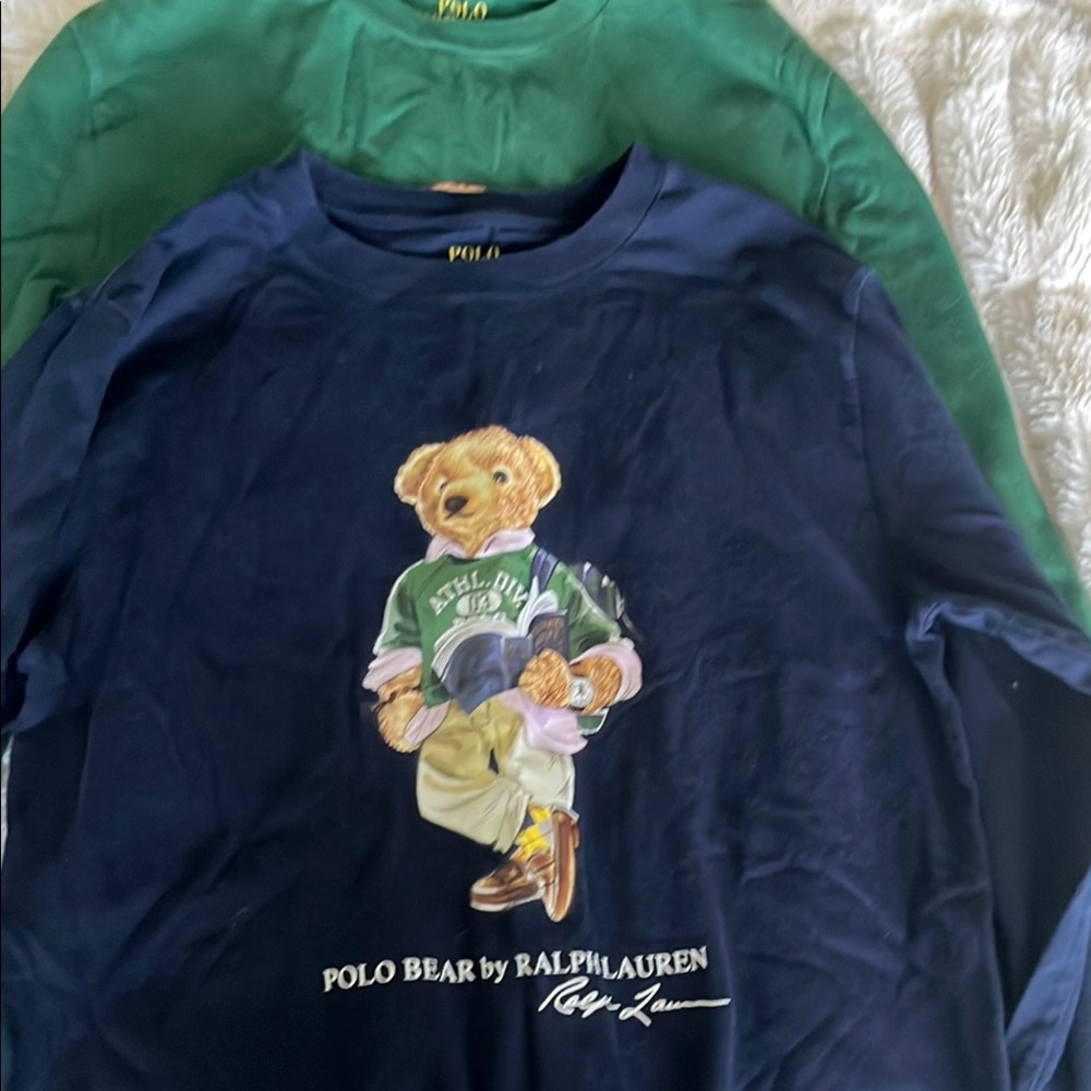 Polo by Ralph Lauren Blue and Green Long Sleeve Tees